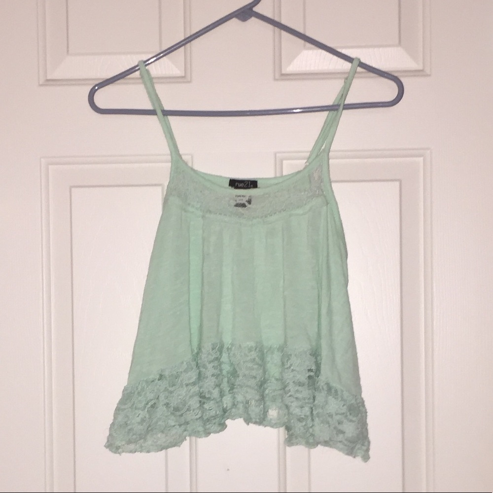 Rue21 Mint Green Cropped Tank Top Sz L